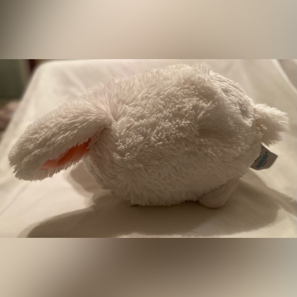 Squishable White Fluffy Bunny Rabbit Plush Stuffed Toy Pink Ears Pink Cheeks - Picture 5 of 6